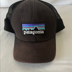 Patagonia Black Baseball Trucker Hat Adjustable Embroidered Logo Front